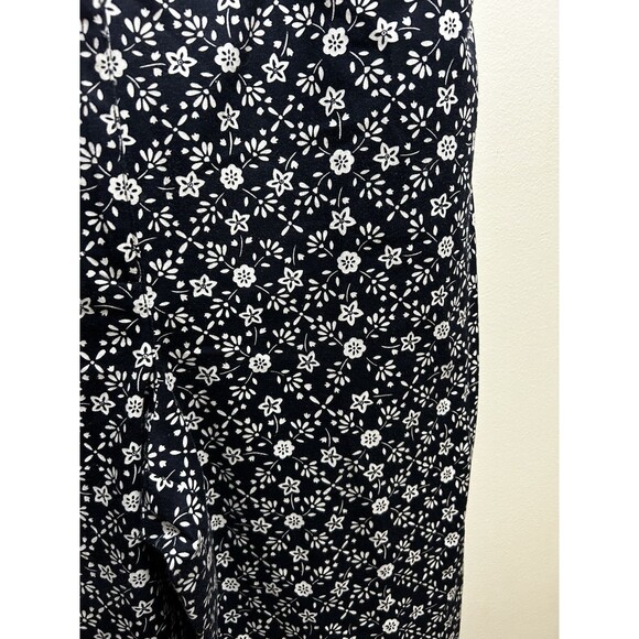 Talbots Stretch Pants 14P Navy White Floral Print Cropped Retro Career Business - Picture 2 of 4